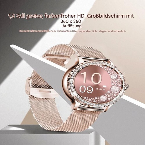 Smartwatch Damen Frauen mit Telefonfunktion Armbanduhr für iPhone Samsung Huawei - Bild 5 von 8