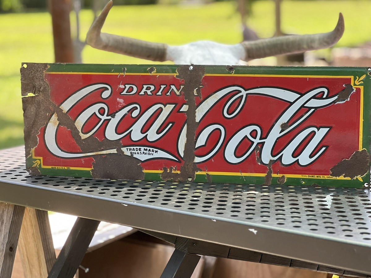 Authentic 1932 Tenn Enamel Co. Drink COKE Coca Cola Soda Porcelain