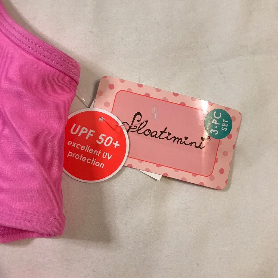 Biquíni Floatimini Meninas Tamanho 10 Rosa Sereia 2 Peças Conjunto UPF 50+ - Imagem 3 de 4