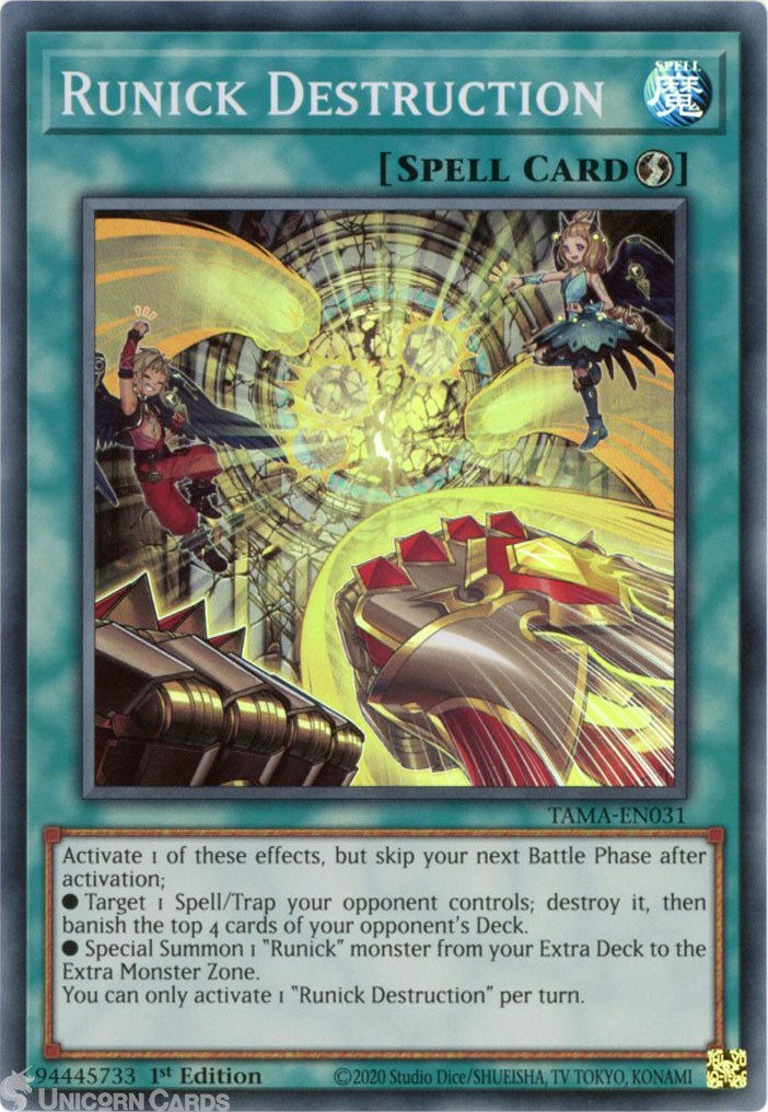 TAMA-EN031 Runick Destruction Super Rare 1st Edition Mint YuGiOh Card