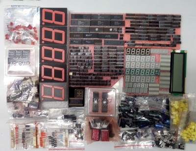 ICs-set Analog Digital A/D D/A Convert. 7 Segm. Anz. Driver passive Bausteine RC