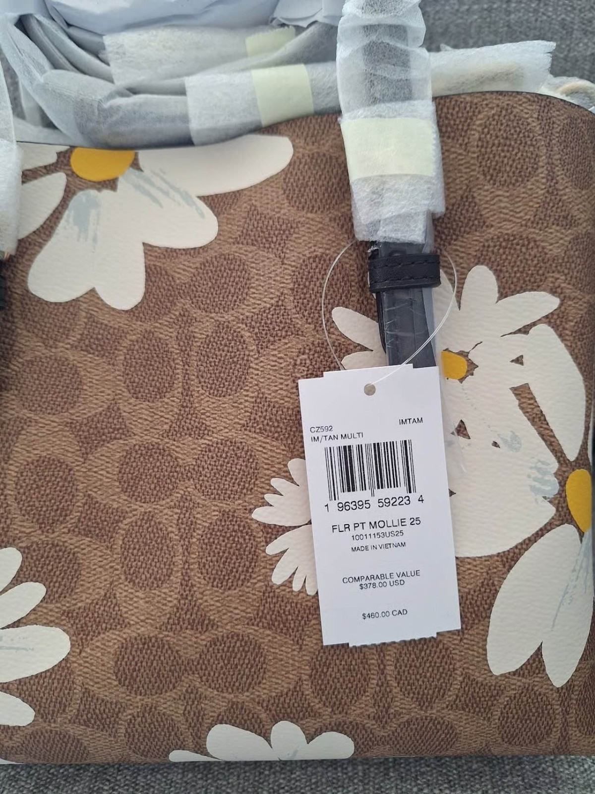 NWT Coach Mollie Tote Bag 25 In Signature Canvas Floral Print CZ592 Tan Multi image 4