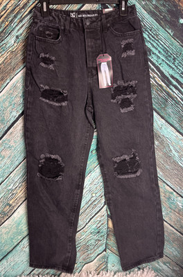 NWT NOBO Black distressed jeans super Hi-rise straight Sz 11