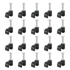 100Pcs Cable Clips with Steel Nail 4mm/0.16" Plastic Cable Wire Clips Black