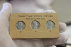 1943 P,D,S Steel Cents 1c Unc in Old Case