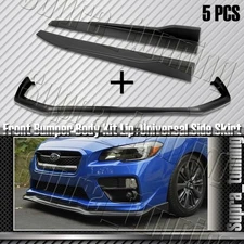BLACK FRONT BUMPER LIP FIT 15-21 SUBARU WRX STI + Side Skirt Extension Splitters