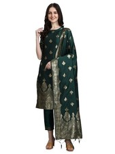 Women's Cotton Silk Jacquard Kurta Pant with Dupatta Set