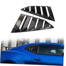 Rear Side Window Louvers Compatible with Camaro 6th Gen 2016 2017 Glossy Black