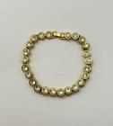 Clear Rhinestone Tennis Bracelet – Gold Tone Bezel Set Crystal Line Bracelet