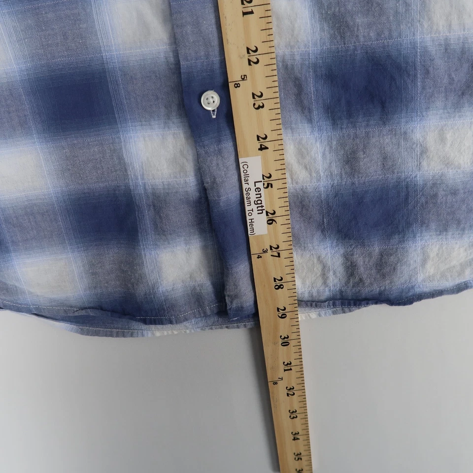 Milano Borromeo CMP Stamp Shirt Mens Large Blue White Plaid Stretch Cotton - Image 4 of 4