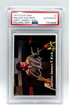 1976 Signed Star Trek Trading Card William Shatner Capt. Kirk #2 PSA Authentic