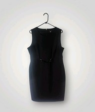 Tommy Hilfiger Sheath Dress Womens Size 16 Black Sleeveless Buckle Accent Lined