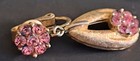 Vtg Crown Trifari Gold Tone Birthday Ribbon Necklace & Earrings... Pink  — photo 7