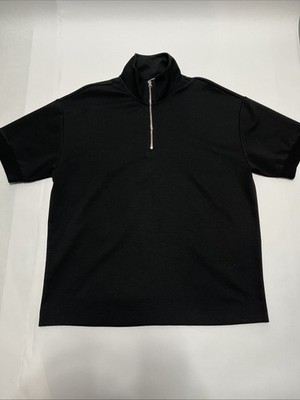 DeFacto Men s Quarter-Zip Stand-up Collar Black Short Sleeve Shirt Heavyweight M