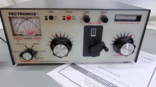 VECTRONICS HFT-1500 ROLLER INDUCTOR LEGAL LIMIT 1500W PEP TUNER & Wattmeter