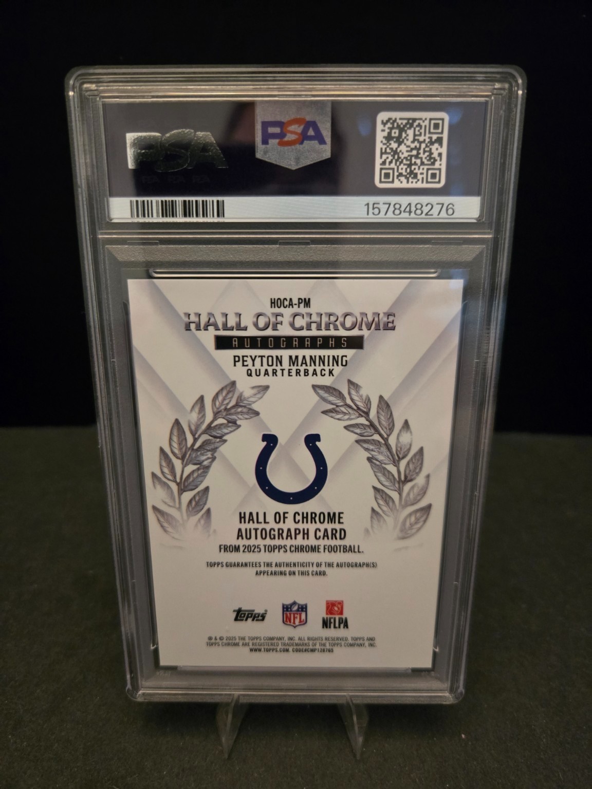 2025 Topps Chrome Peyton Manning Hall of Chrome Auto /99 PSA 9 Colts HOF Auto view 2
