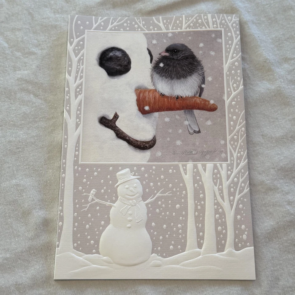 Tarjetas de Navidad muñeco de nieve Pumpernickel Press (15) Nosey Junco en relieve hechas en EE. UU. Foto 4 de 4