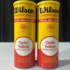 2 Vintage Wilson Championship Optic Yellow Tennis Balls Metal Cans NOS