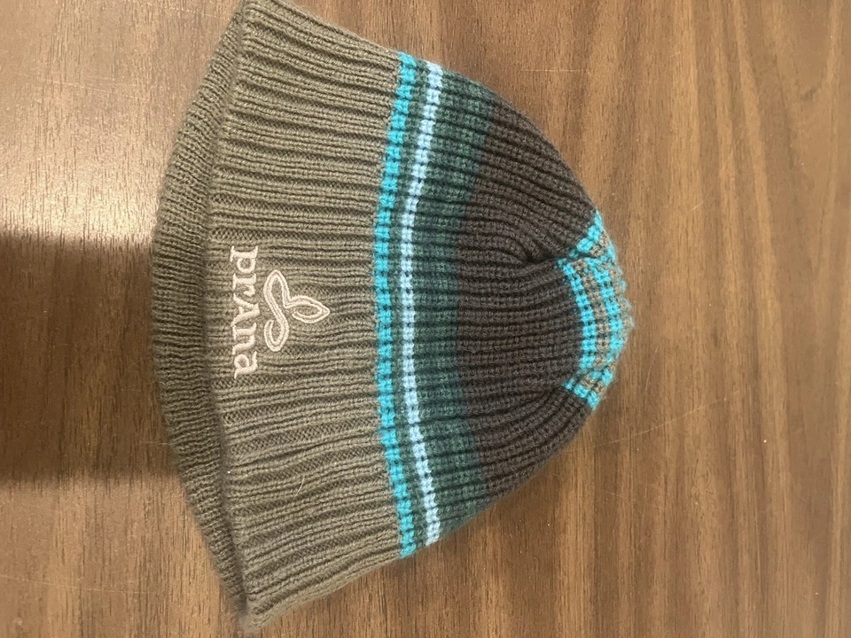 Gorro Prana tejido elástico azul gris a rayas Foto 3 de 4