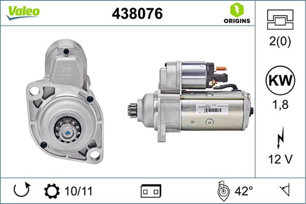 Anlasser Starter Valeo Origins - NEW O.E. Technologie 438076 FüR Skoda Audi VW 1-image