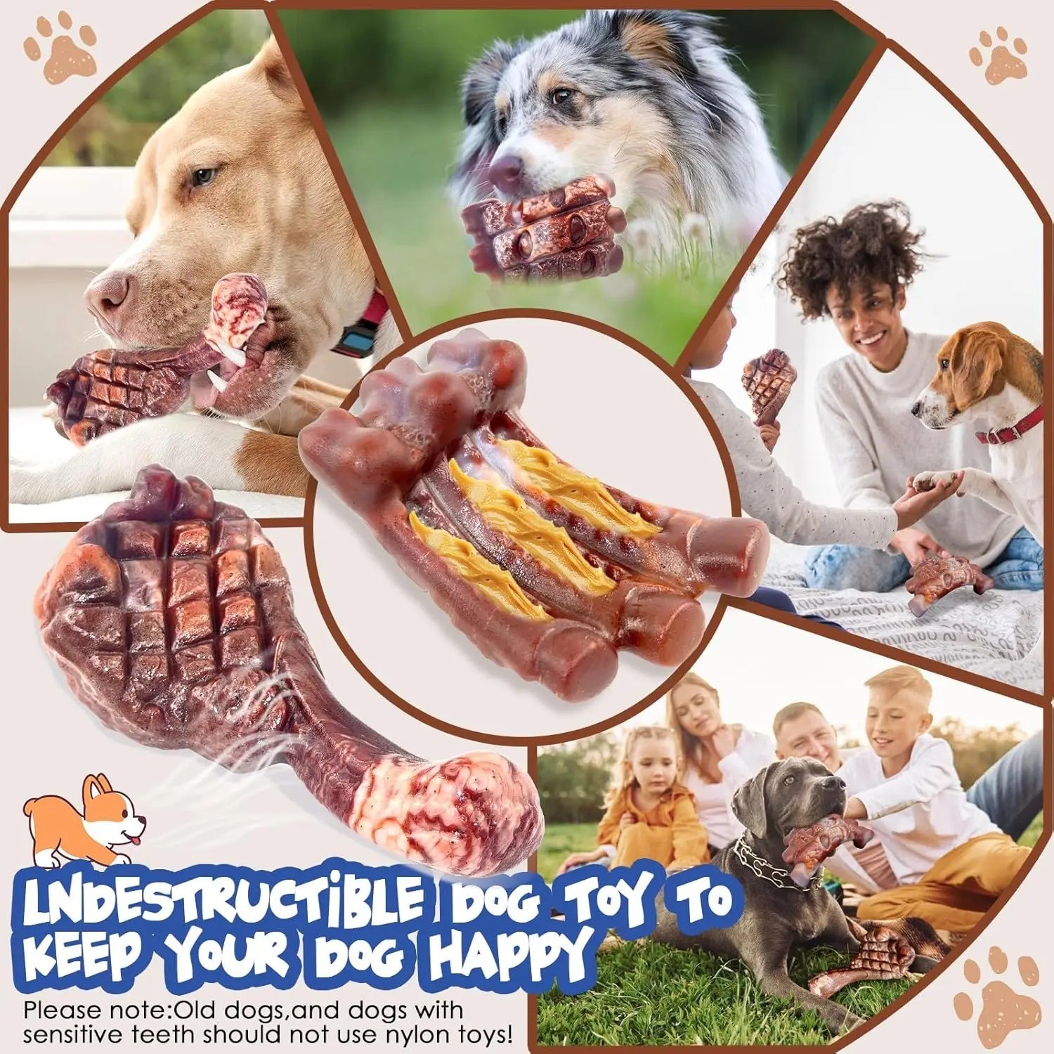 Dog Chew Toys for Aggressive Chewers：2 Pack Indestructible Dog Toy for Large Bre