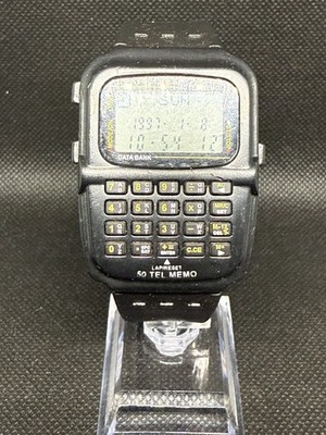Vintage Casio Data Bank 50 Tel Memo Calculator Watch Original Strap New Battery