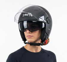 Casco Moto Scooter Jet Dieffe DF88 NERO OPACO DOPPIA VISIERA