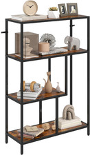 Mobile Libreria a 4 Ripiani in Stile Industriale, Scaffale in Legno E Metallo pe