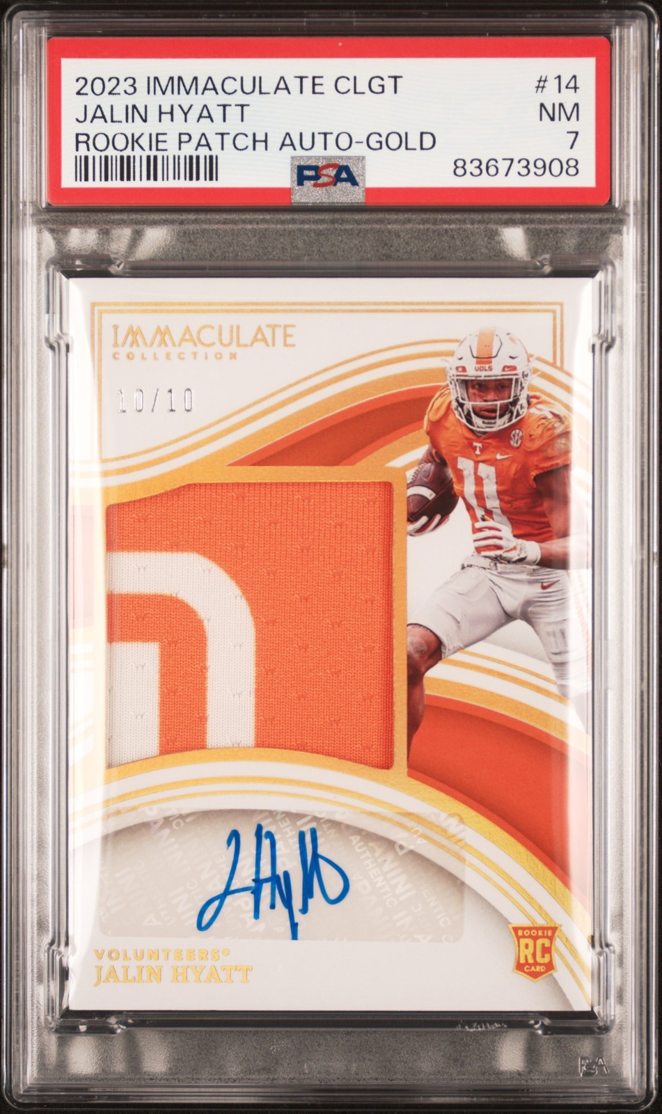 Jalin Hyatt Panini Immaculate Collection Collegiate Rookie Patch Autographs #14 Gold