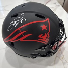 New England Patriots Black Full Sized Helmet Autographed Deion Branch COA MVP SB