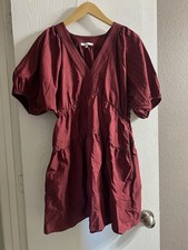 Madewell Burgundy Wine Poplin Mini Dress Women Sz Small