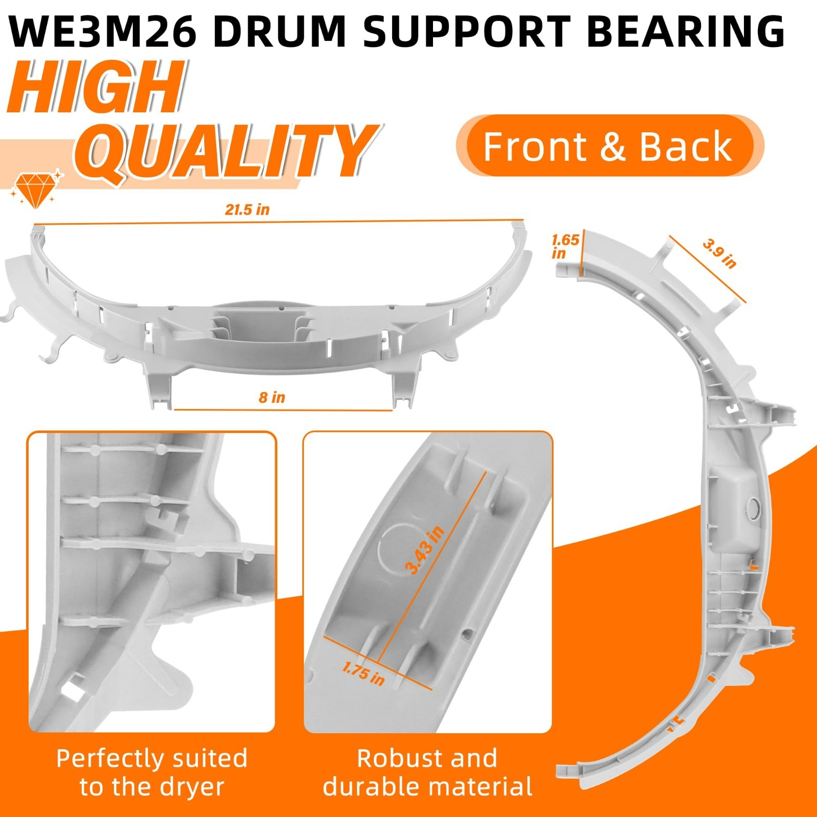 WE49X20697 GE Dryer Bearing Kit Contains WE3M26 WE9M30 WE12M29 WE1M1067 WE1M504 - Thumbnail 6
