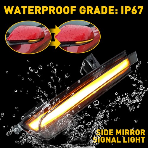 Smoke Sequential Amber LED Side Mirror Signal Lights For 2015-2022 Ford Mustang - Picture 8 of 14