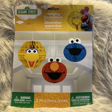 Sesame Street 3 pcs  Honeycomb Hanging Decoration Elmo Big Bird Cookie Monster