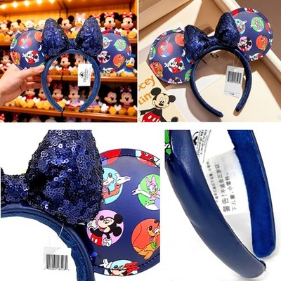 Mickey & Friends Blue Sequined Bow Minnie Mouse Ears Disney  display picture 1