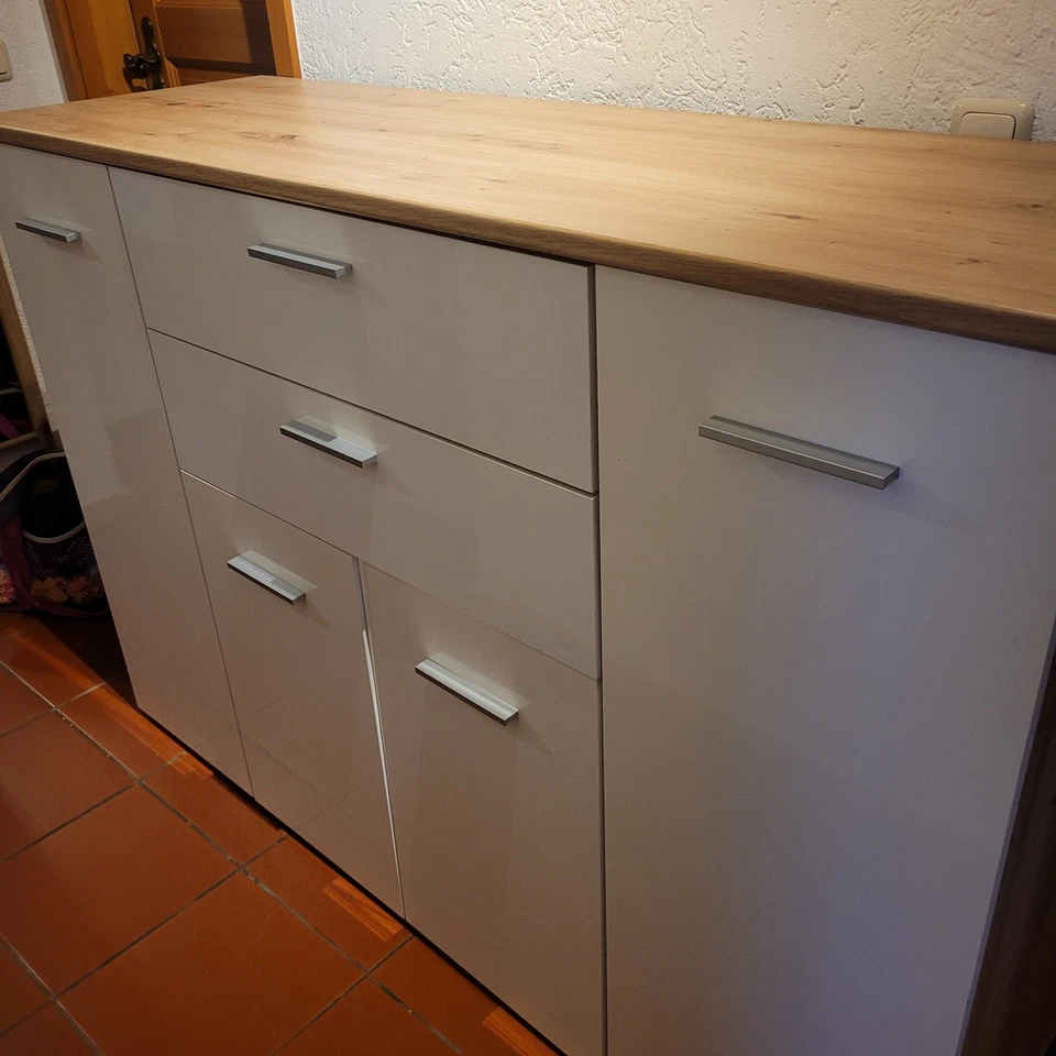 Sideboard/Kommode Artisaneiche NB/hochglanz weiß