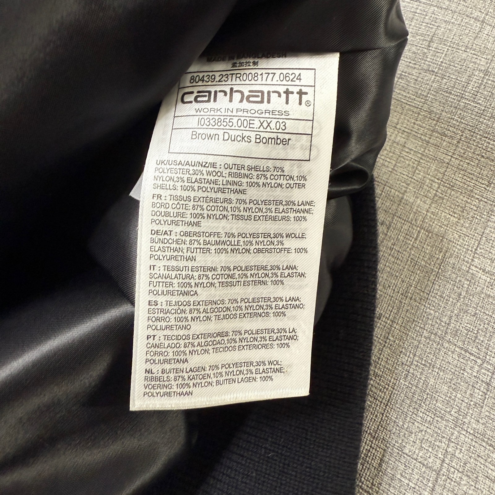 Carhartt WIP Brown Ducks Bomber Jacket Men's L Black Varsity Faux Leather thumbnail 17