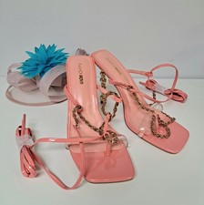 💖Fashion Nova  Pink Wrap Up Heels  Women's-Sz-10.   NWOB