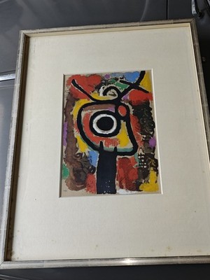 Joan Miro Pochoir Lithographie Handkoloriert Tempera
