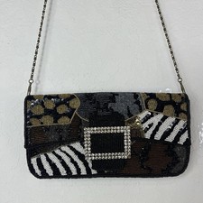 Vintage Animal Print Seed beaded Evening bag Magnetic closure, inner pocket