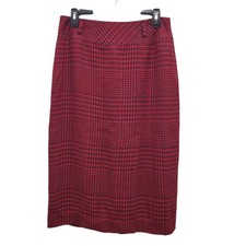 Evan-Picone Women's Vintage Red Black Houndstooth Plaid Career Pencil Skirt Sz 8