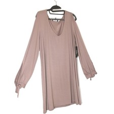 Lulus Mauve Taupe Cold Shoulder Tie Cuff Shift Dress XL NEW