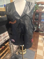 Diamond Plate Buffalo Leather Motorcycle Vest Size Large
