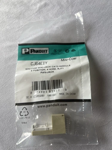 Panduit CJ64EIY Mini-com Mini Jack CAT3 Module 6 Position 4 Wire RJ11