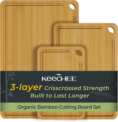 Wood Cutting Board for Kitchen - Reversible Bamboo Cutting Boards Gift Set of 3