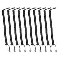 10Pcs Durable Coiled Phone Cable for Telephone Accessories Black PVC Wire