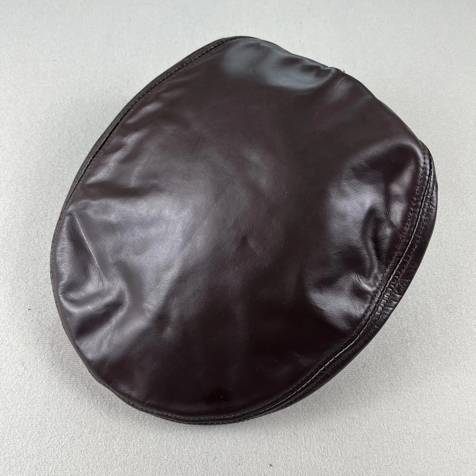 Vintage Genuine Leather Flat Cap Hat XL 7-1/2 Brown Winner Newsboy Beret USA 90s