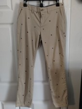 Tommy Hilfiger Hampton Khaki Stretch Slim Chino Pants With Logo Accent, Sz 4