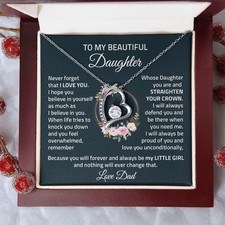To My Daughter Heart Necklace, Gift From Dad Christmas Necklace Jewelry