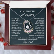 To My Daughter Heart Necklace, Gift From Dad Christmas Necklace Jewelry